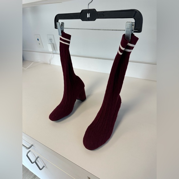 Catherine Malandrino Burgandy Sock Boots size 7 - Picture 3 of 16